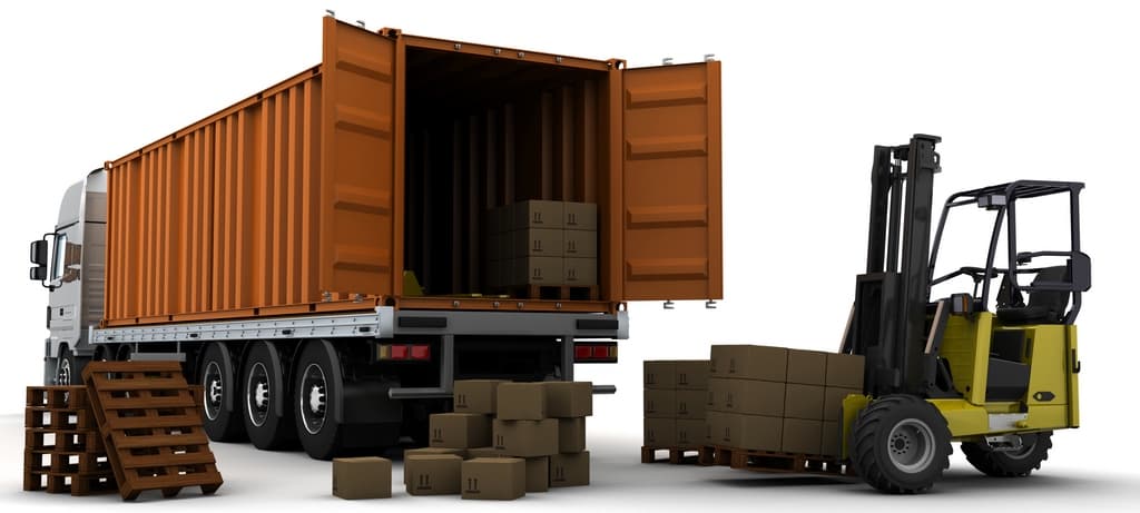 logistics truck and forklift